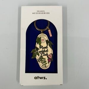 Plant Addict Club Keychain - Green, Pink, Gold new